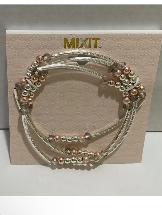 Mixit Jewelry - ⭐️ 5/$25 Mixit Rose Gold and Silver Layered Wire Beaded Bracelet Set